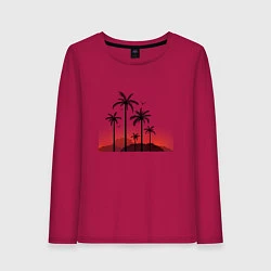 Лонгслив хлопковый женский Palm tree, цвет: маджента