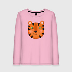 Лонгслив хлопковый женский Тигр, цвет: светло-розовый