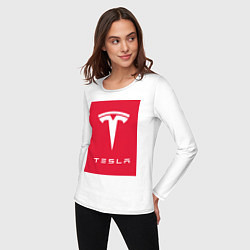 Лонгслив хлопковый женский TESLA MOTORS ТЕСЛА, цвет: белый — фото 2