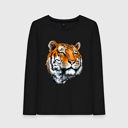 Лонгслив хлопковый женский Тигр, цвет: черный