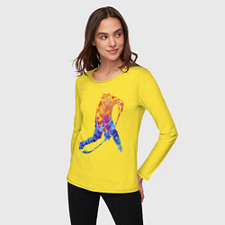 Лонгслив хлопковый женский Хоккеист, цвет: желтый — фото 2