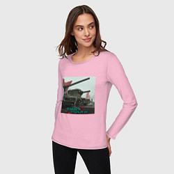 Лонгслив хлопковый женский Девушки и танки, цвет: светло-розовый — фото 2