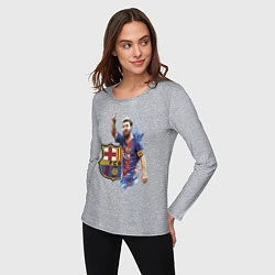 Лонгслив хлопковый женский Lionel Messi Barcelona Argentina!, цвет: меланж — фото 2