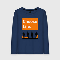 Лонгслив хлопковый женский Choose Life, цвет: тёмно-синий