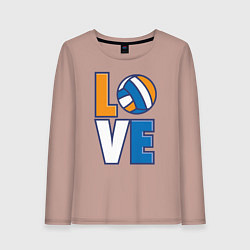 Лонгслив хлопковый женский Love Volleyball, цвет: пыльно-розовый