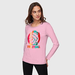 Лонгслив хлопковый женский Волейбол, цвет: светло-розовый — фото 2