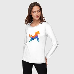 Лонгслив хлопковый женский Конь цветной, цвет: белый — фото 2