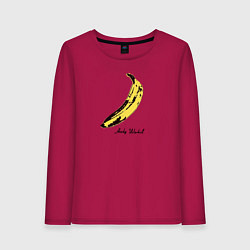 Лонгслив хлопковый женский Банан, Энди Уорхол, цвет: маджента