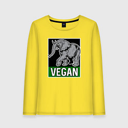 Лонгслив хлопковый женский Vegan elephant, цвет: желтый