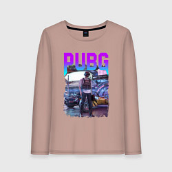 Лонгслив хлопковый женский PUBG NEON ПУБГ НЕОН Z, цвет: пыльно-розовый