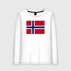 Лонгслив хлопковый женский Норвегия Флаг Норвегии, цвет: белый
