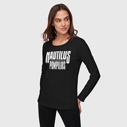 Лонгслив хлопковый женский Nautilus Pompilius логотип, цвет: черный — фото 2