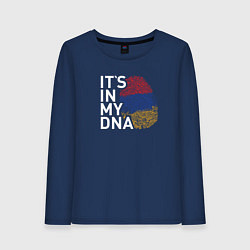 Лонгслив хлопковый женский Its in my DNA, цвет: тёмно-синий