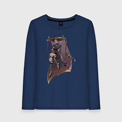 Лонгслив хлопковый женский Скарамучча, цвет: тёмно-синий