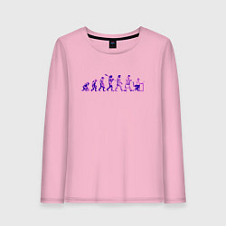 Лонгслив хлопковый женский Эволюция Програмиста, цвет: светло-розовый