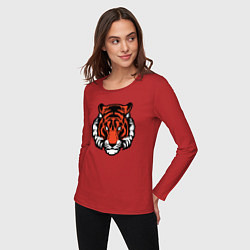 Лонгслив хлопковый женский Мой Тигр, цвет: красный — фото 2