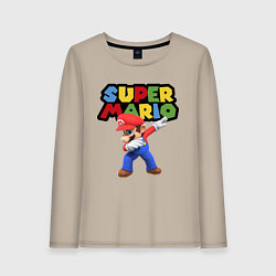 Лонгслив хлопковый женский Super Mario Dab, цвет: миндальный