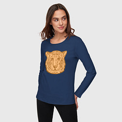 Лонгслив хлопковый женский Coffee Tiger, цвет: тёмно-синий — фото 2