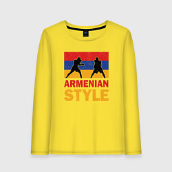Лонгслив хлопковый женский Армянский стиль, цвет: желтый