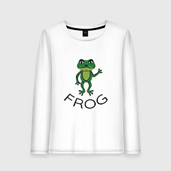 Лонгслив хлопковый женский Frog green, цвет: белый