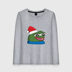 Лонгслив хлопковый женский Pepe, pepe happy, Пепе хеппи, pepe happy new year, цвет: меланж