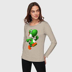 Лонгслив хлопковый женский 3d Yoshi, цвет: миндальный — фото 2