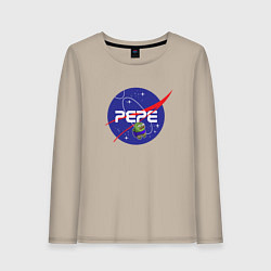 Лонгслив хлопковый женский Pepe Pepe space Nasa, цвет: миндальный