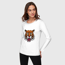 Лонгслив хлопковый женский Style - Tiger, цвет: белый — фото 2