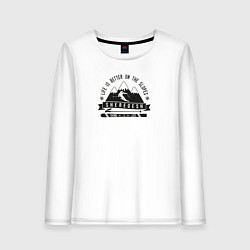 Лонгслив хлопковый женский LIFE IS BETTER ON THE SLOPES, цвет: белый