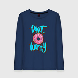 Лонгслив хлопковый женский Donut Worry, цвет: тёмно-синий
