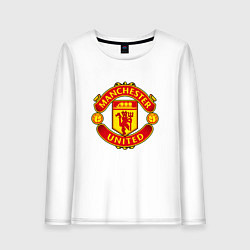 Лонгслив хлопковый женский Манчестер Юнайтед логотип, цвет: белый