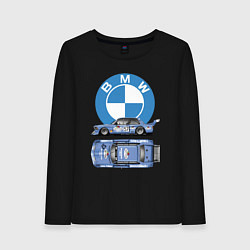Лонгслив хлопковый женский BMW Motorsport Retro, Germany, цвет: черный