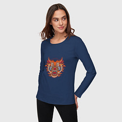 Лонгслив хлопковый женский Tiger Fire, цвет: тёмно-синий — фото 2