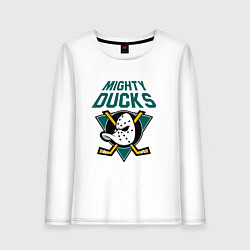 Лонгслив хлопковый женский Анахайм Дакс, Mighty Ducks, цвет: белый