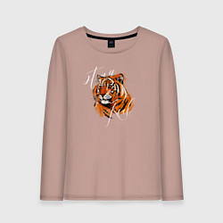 Лонгслив хлопковый женский Tiger Stay real, цвет: пыльно-розовый