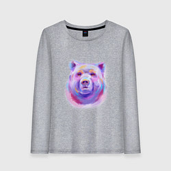 Лонгслив хлопковый женский Неоновый медведь, цвет: меланж