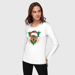 Лонгслив хлопковый женский Christmas Dog, цвет: белый — фото 2