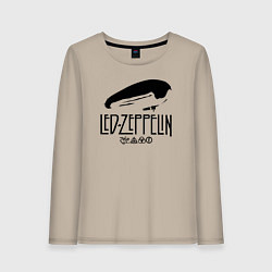 Лонгслив хлопковый женский Дирижабль Led Zeppelin с лого участников, цвет: миндальный