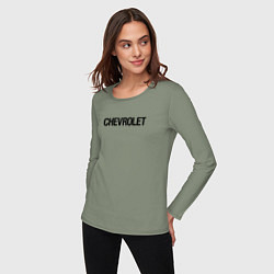 Лонгслив хлопковый женский Chevrolet Лого Эмблема спина, цвет: авокадо — фото 2
