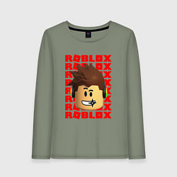 Лонгслив хлопковый женский ROBLOX RED LOGO LEGO FACE, цвет: авокадо