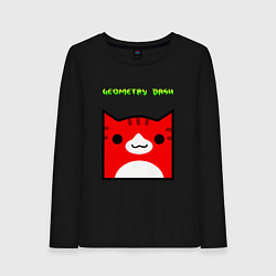 Лонгслив хлопковый женский Geometry Dash: Cat Skin, цвет: черный