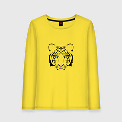 Лонгслив хлопковый женский Тигр смотрит на тебя, цвет: желтый