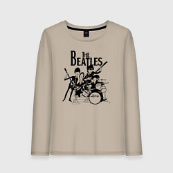 Лонгслив хлопковый женский Крутая Ливерпульская четвёрка!, цвет: миндальный