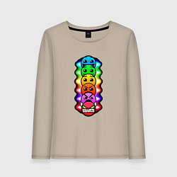 Лонгслив хлопковый женский Geometry Dash: Smiles, цвет: миндальный