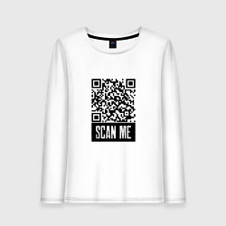 Лонгслив хлопковый женский QR Scan, цвет: белый