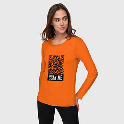 Лонгслив хлопковый женский QR Scan, цвет: оранжевый — фото 2
