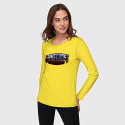 Лонгслив хлопковый женский Minecraft Логотип, цвет: желтый — фото 2