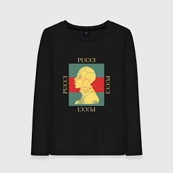 Лонгслив хлопковый женский PUCCI GOLD ПУЧЧИ ЗОЛОТО, цвет: черный
