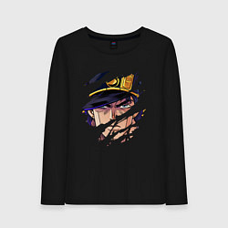 Лонгслив хлопковый женский JOJOS BIZARRE ADVENTURE, ГЛАВНЫЙ ГЕРОЙ, цвет: черный