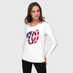 Лонгслив хлопковый женский Washington Nationals - baseball team, цвет: белый — фото 2